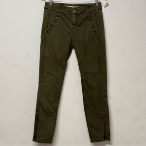 Anthropologie Pilcro Olive Green Zipper Ankle Skinny Moto Pants 8